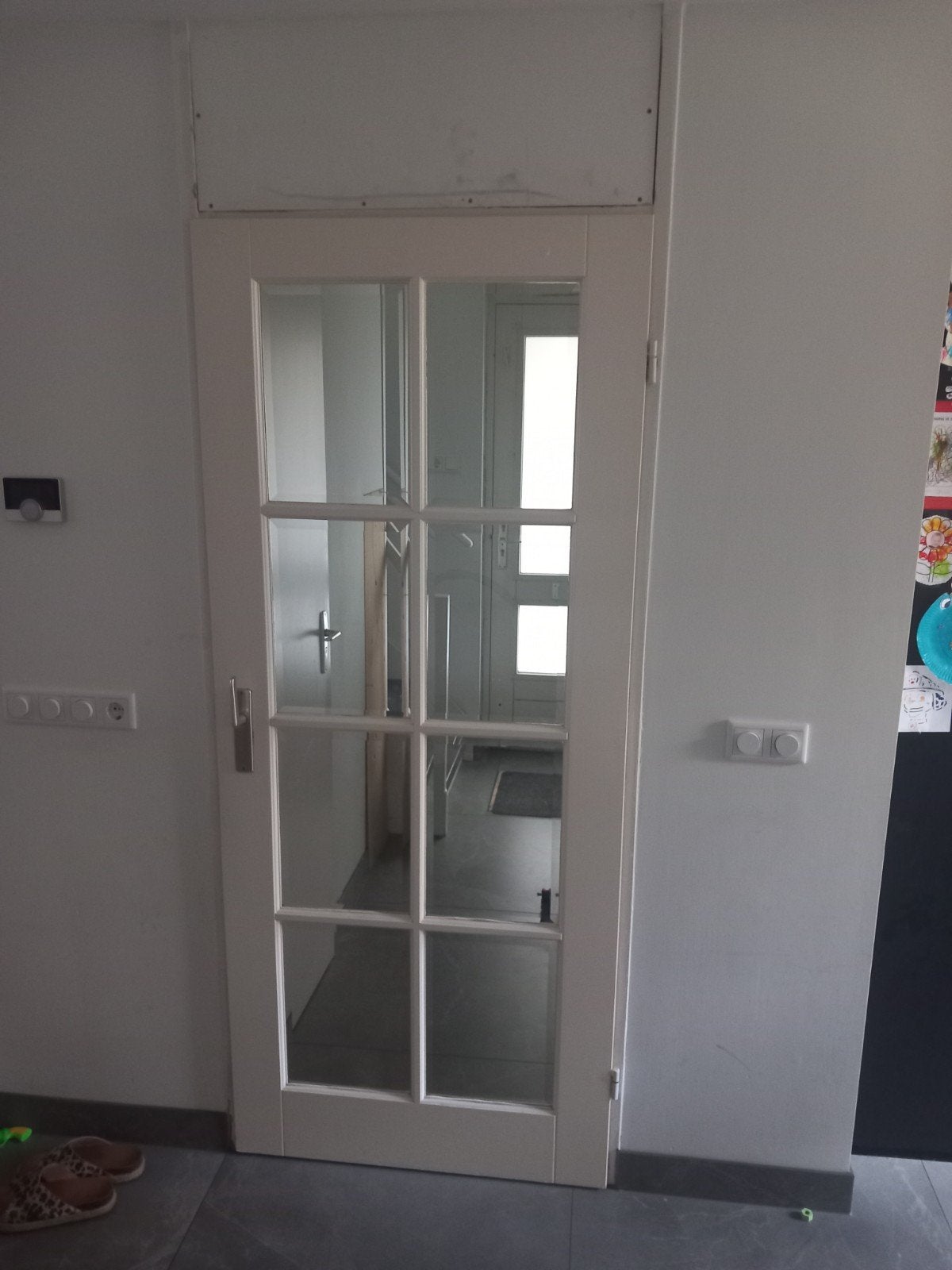 Stevige binnendeur met glas, 201 x 84,5 cm, Ophalen, Gebruikt, 80 tot 100 cm, Binnendeur