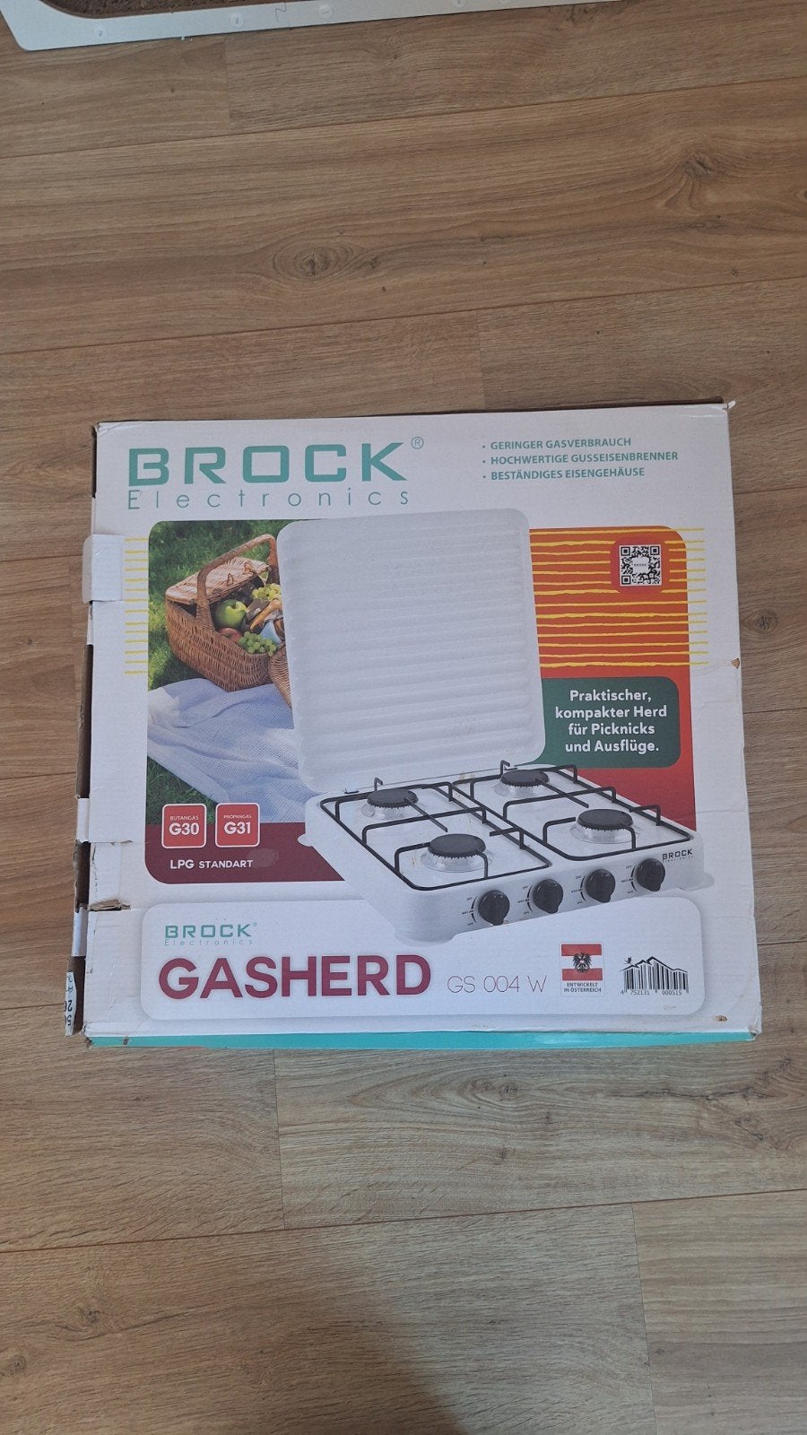 BROCK Gasfornuis GS 004 W - Nieuw in doos, Witgoed en Apparatuur, Ophalen, Nieuw, 4 kookzones, Gas