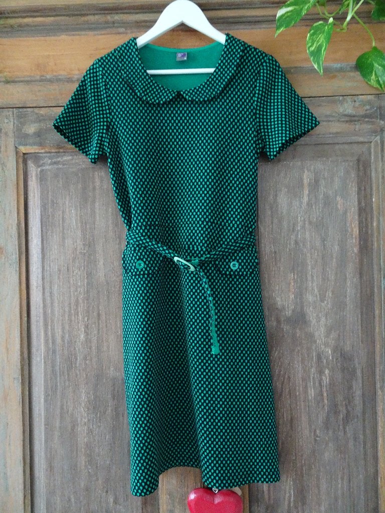 WOW TO GO zwart groene polkadot jurk maat M, Maat 38/40 (M), Zwart, Ophalen of Verzenden, Zo goed als nieuw