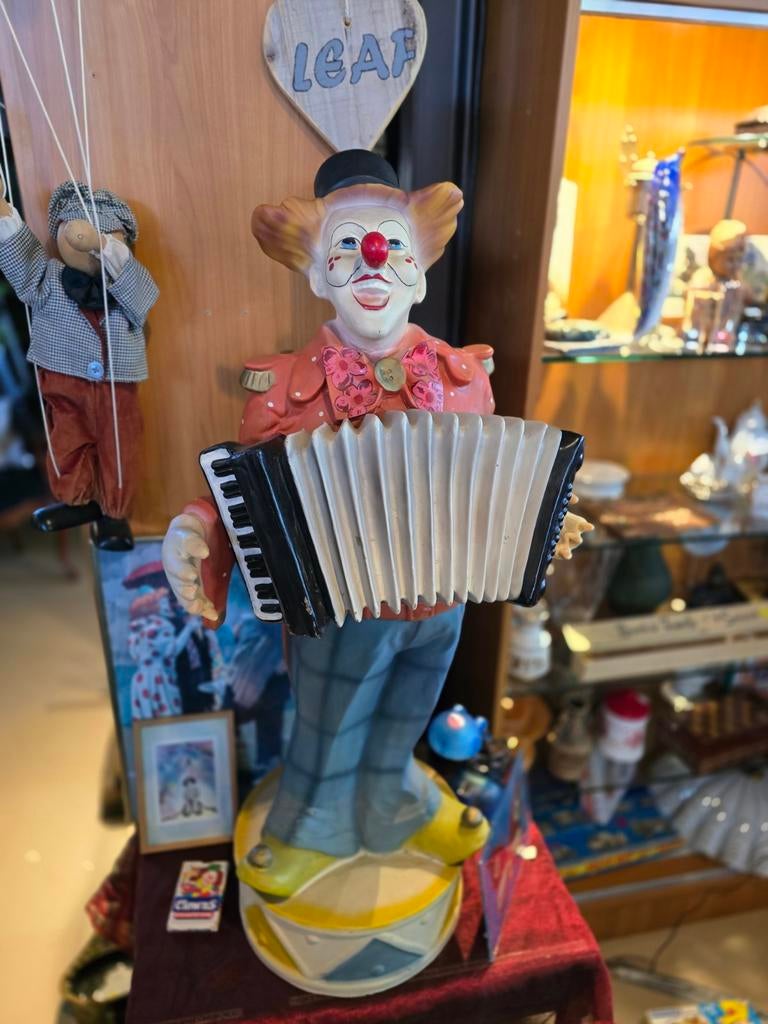 Grote Clown met Accordeon - 110cm Decoratiebeeld, Verzamelen, Ophalen of Verzenden, Gebruikt