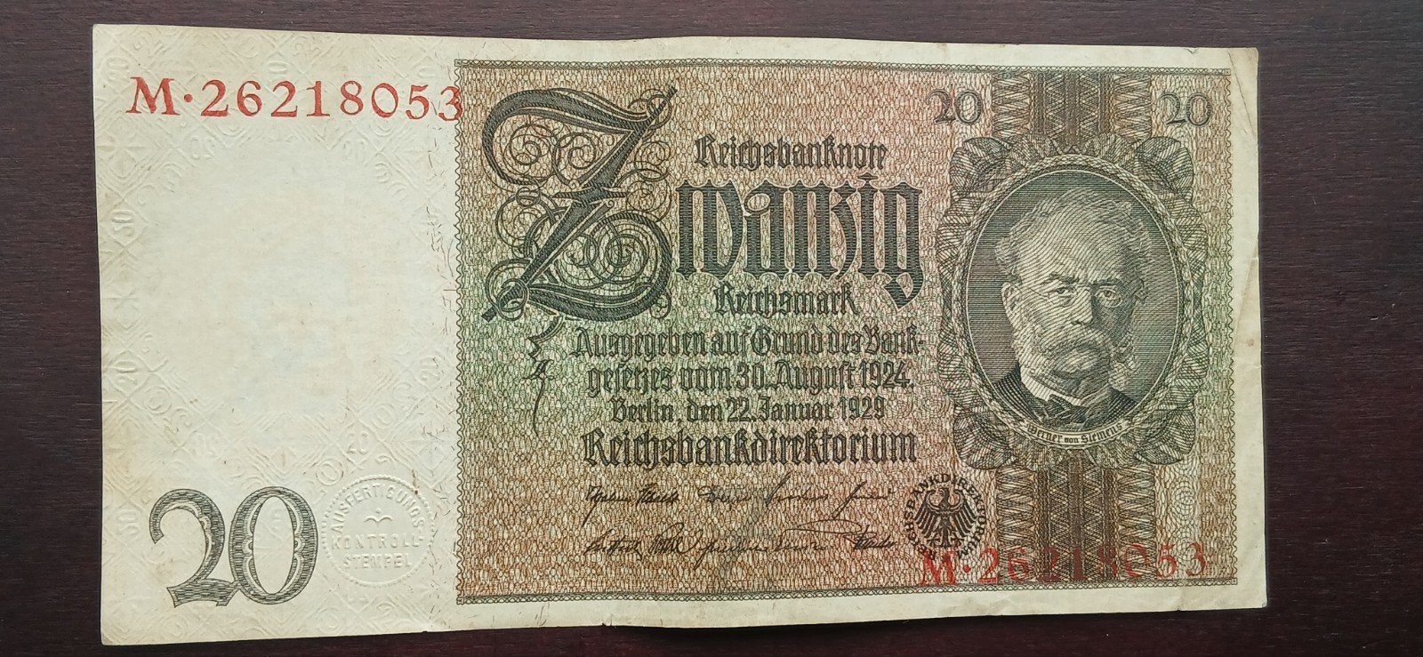 Duitsland 20 Mark 1929 Oud Bankbiljet Reichsbanknote Weimark, Ophalen of Verzenden, Duitsland