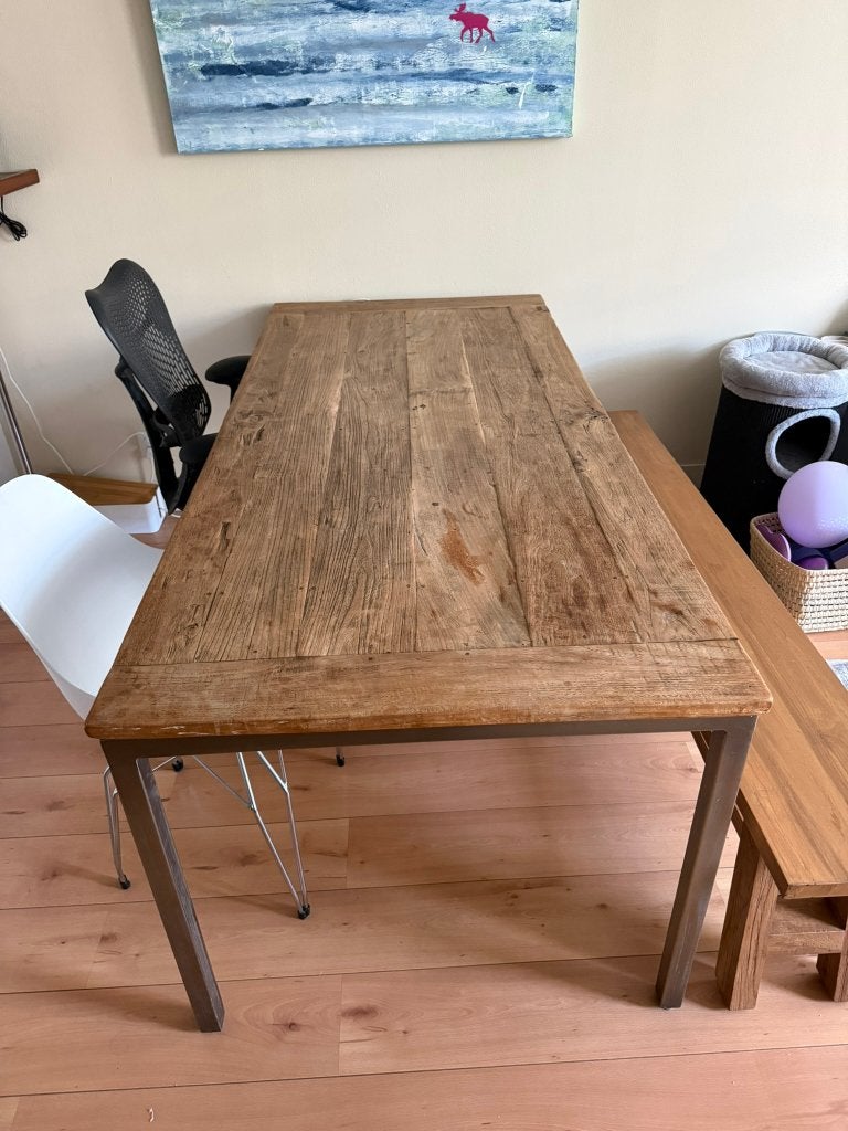 6-persoons eettafel, Ophalen, Gebruikt, Teakhout, 50 tot 100 cm