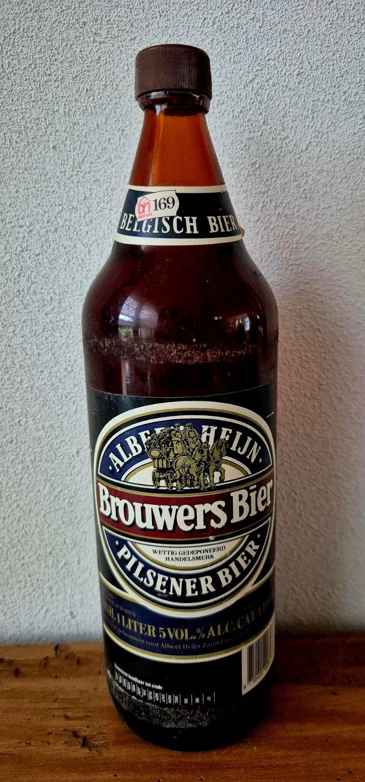 Vintage 1 ltr fles Albert Heijn Brouwers Bier Pilsener 1 Ltr, Ophalen of Verzenden, Zo goed als nieuw, Flesje(s), Overige merken