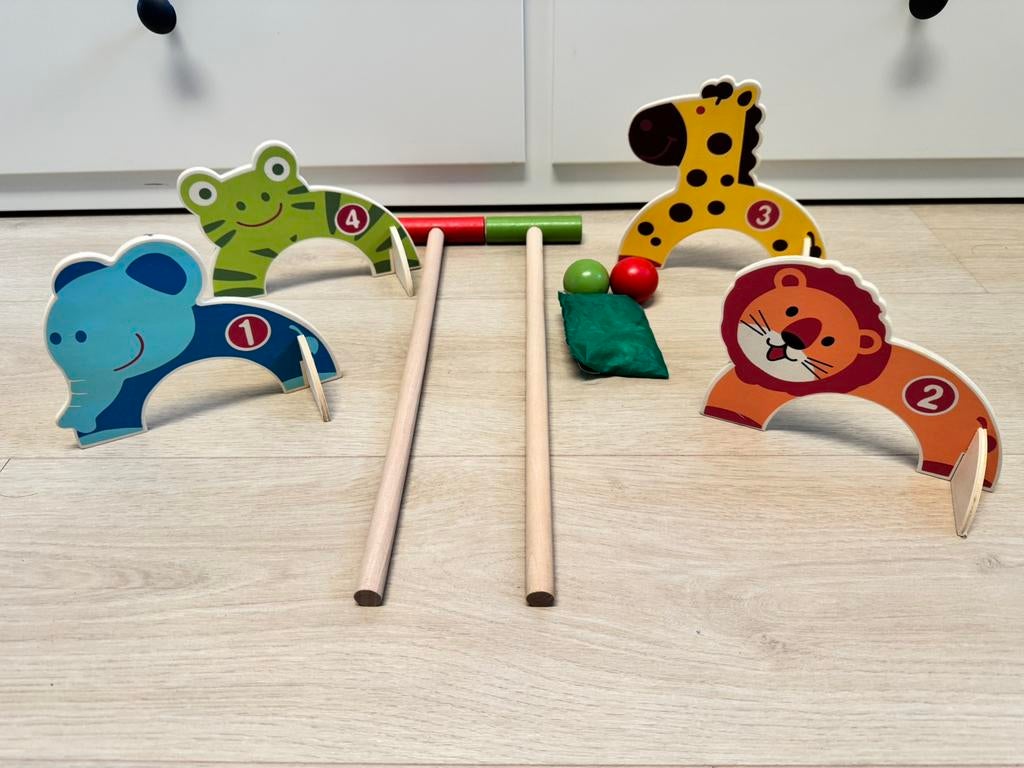 NIEUWE Croquet spel kind 3  buiten houten speelgoed minigolf, Ophalen of Verzenden, Nieuw, Kinderen