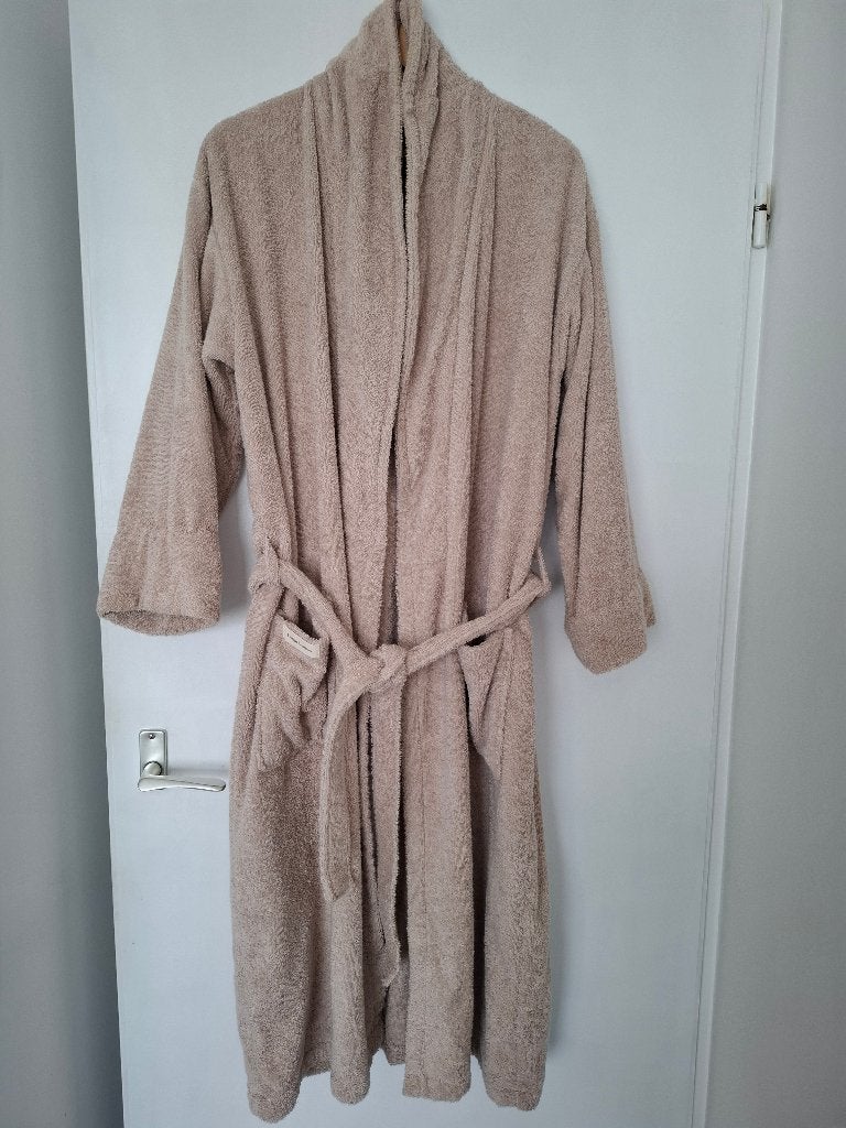 Beige katoenen badjas, Kleding | Dames, Ophalen, Zo goed als nieuw, Maat 42/44 (L)