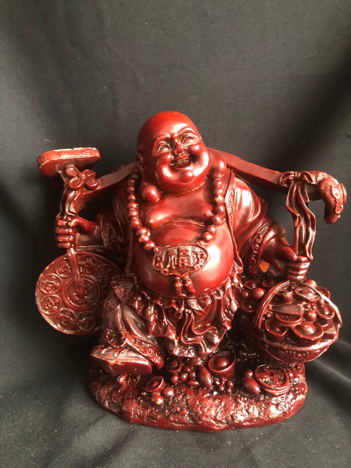 Rode Boeddha 25cm Hojnosti beeld - Feng Shui decoratie, Huis en Inrichting, Woonaccessoires | Boeddhabeelden, Ophalen of Verzenden