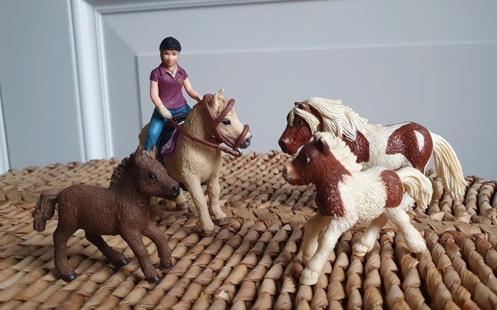 Set Schleich 6 pony's en Ruitertje – *GRATIS VERZENDEN, Ophalen of Verzenden, Zo goed als nieuw, Paard, Beeldje of Figuurtje