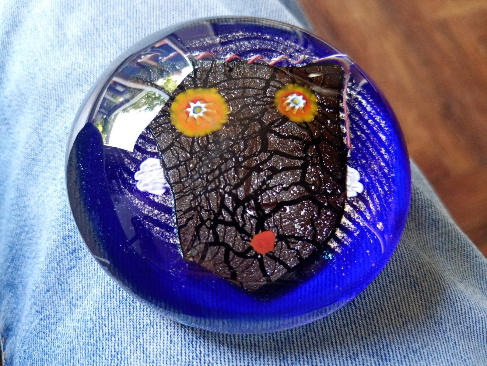 Vintage Murano presse-papier met kattengezicht, Antiek en Kunst, Ophalen of Verzenden