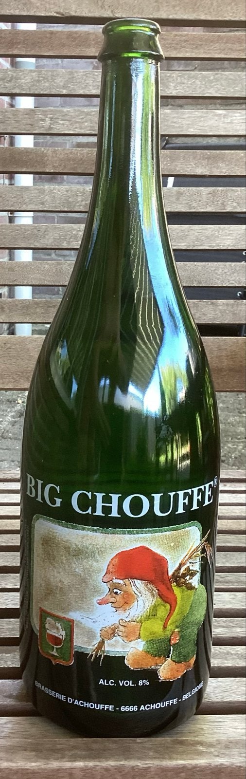 Lege Big Chouffe fles 1,5L - Decoratie of verzameling, Ophalen of Verzenden, Gebruikt, Flesje(s), Overige merken