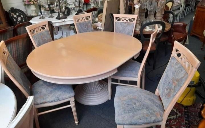 Compleete eethoek met uittrek eet tafel 6 stoelen, Ophalen of Verzenden