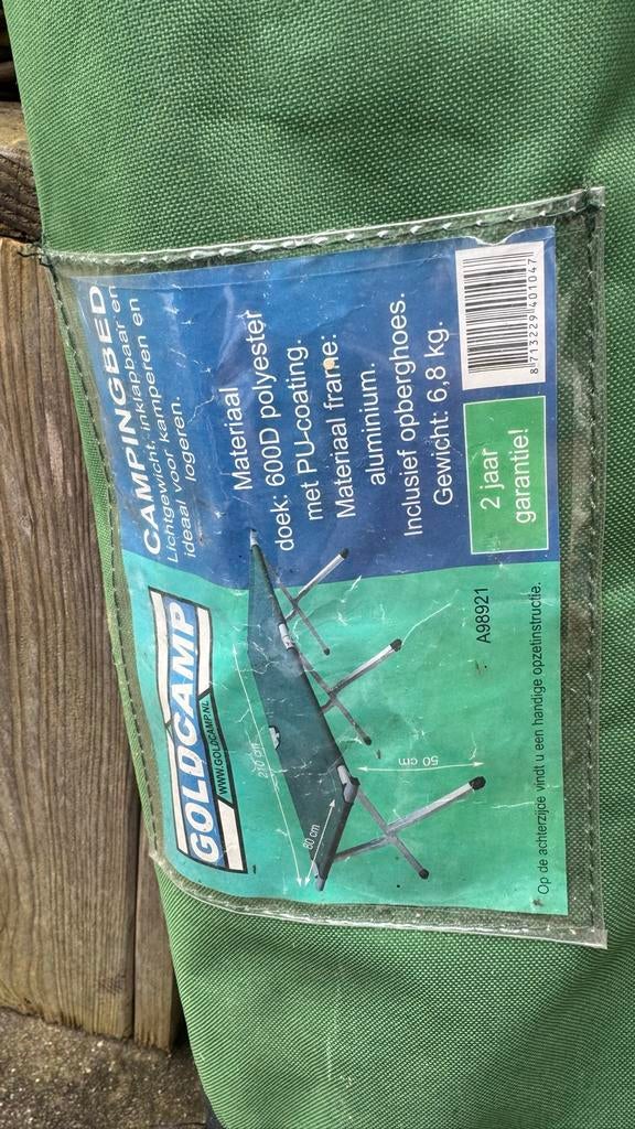 Goldcamp Campingbed 210x80x50 - Lichtgewicht & Inklapbaar, Ophalen, Zo goed als nieuw