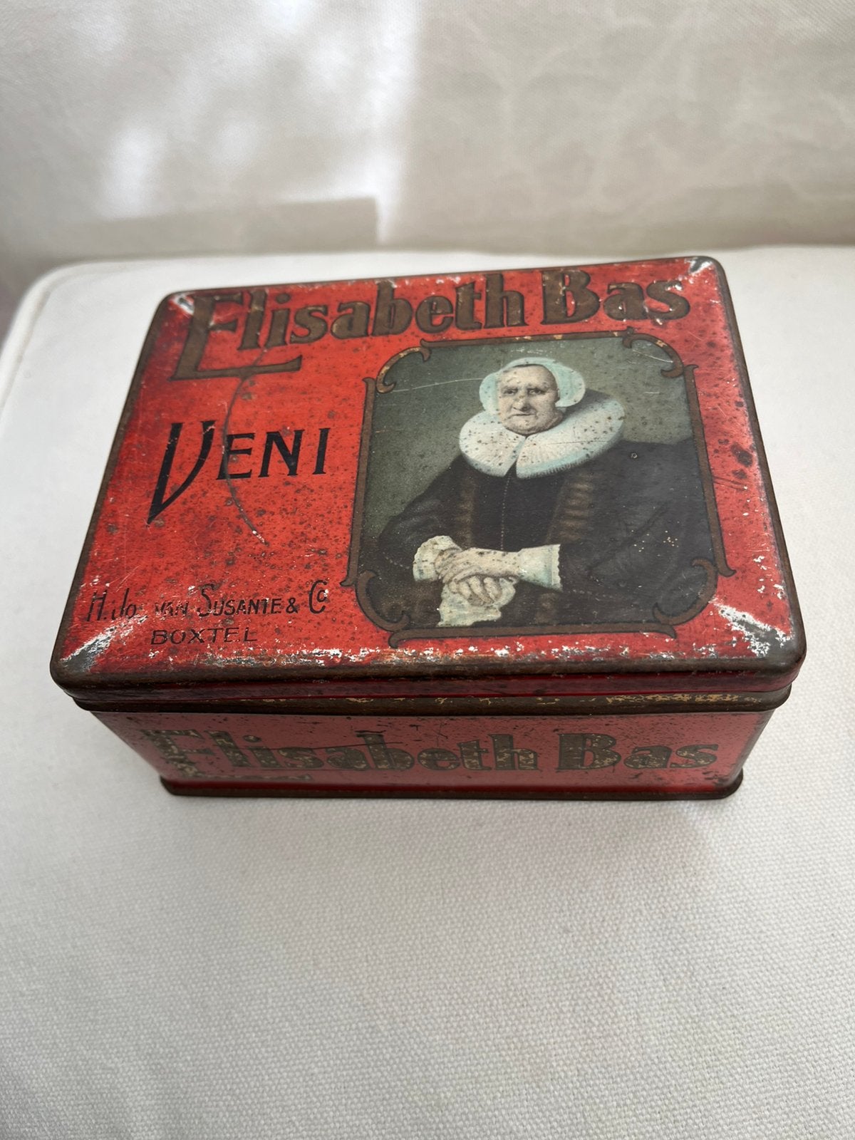 Oud Antiek blik Elisabeth Bas, Ophalen of Verzenden