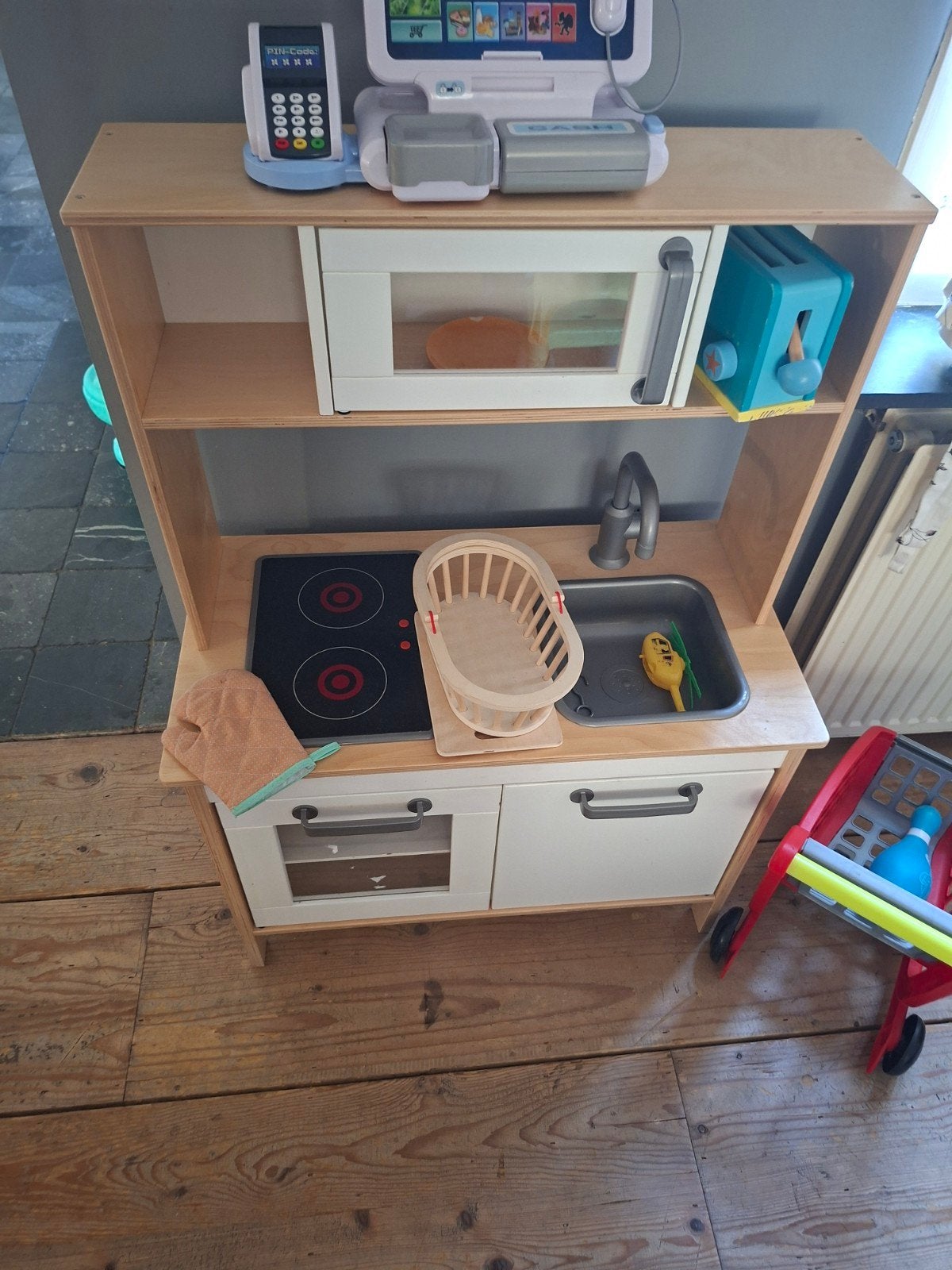 Houten kinderkeuken met accessoires, Ophalen, Gebruikt, Jongen of Meisje