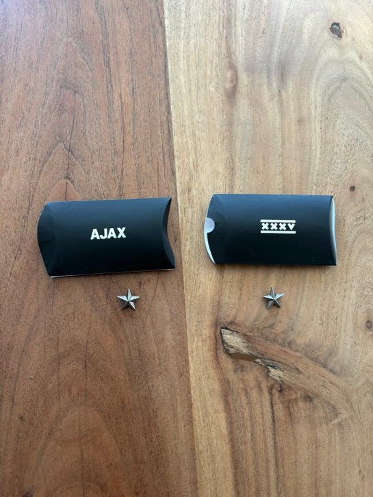 2 zilveren Ajax sterren “A piece of Ajax”, Ophalen of Verzenden, Nieuw