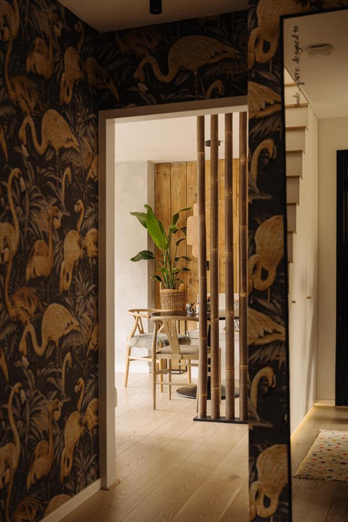 Yoshiko Home rieten mand + grote plant + tafeltje, Ophalen, Zo goed als nieuw, Natuurlijk materiaal, Scandinavisch