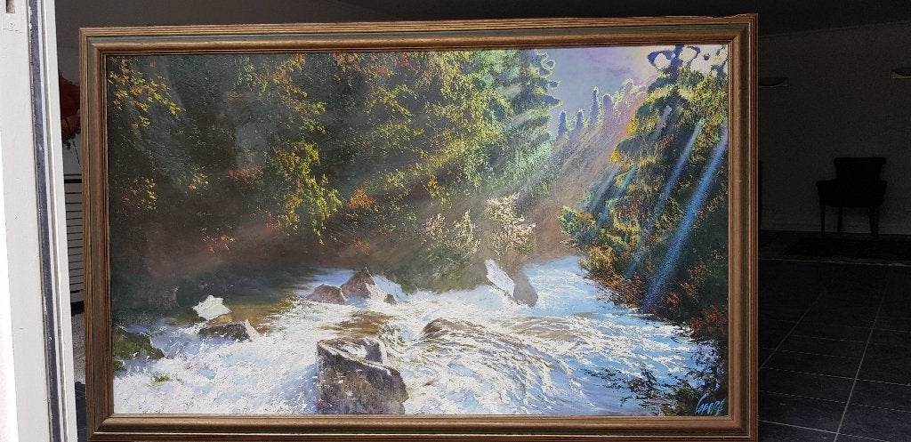 Orginele Taras Loboda olieverf schilderij, Landschap, Ophalen of Verzenden, Olieverf, Gesigneerd