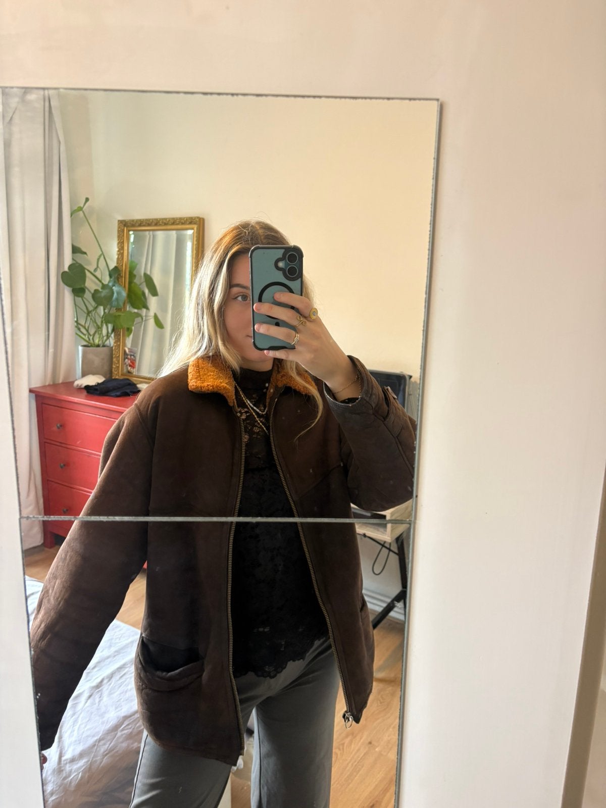 Vintage Zaffers Lammy Coat, 100% Echt Lammfell | Donkerbruin, Maat 38/40 (M), Bruin, Ophalen of Verzenden, Jasje