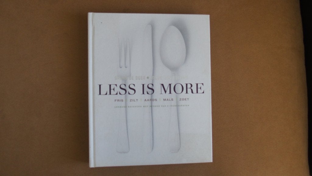 Less is More - Kookboek - lekkere recepten - Sascha de Boer, Zo goed als nieuw, Hoofdgerechten, Gezond koken, Nederland en België