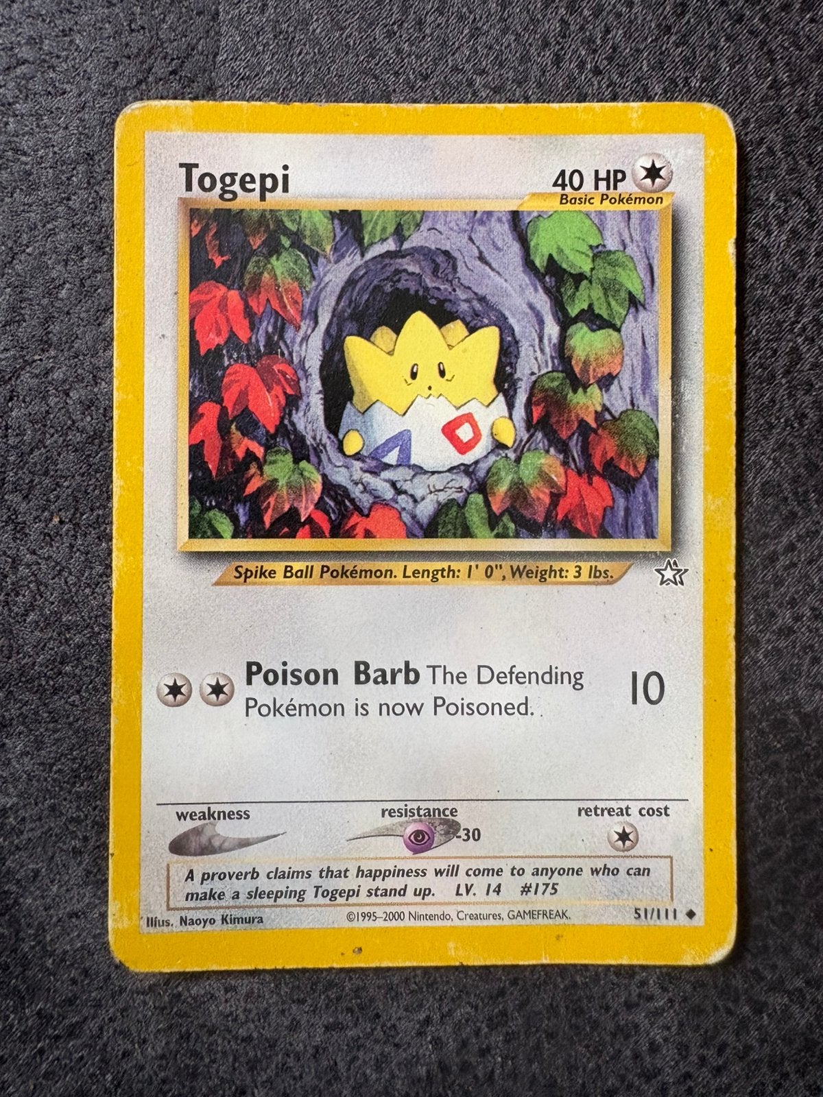 Togepi pokemonkaart, Ophalen of Verzenden, Zo goed als nieuw