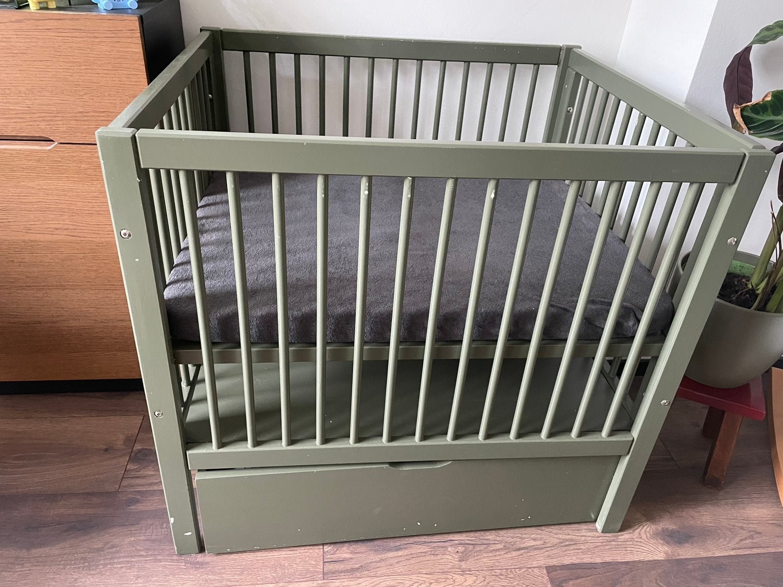 Baby box met lade, Ophalen, Gebruikt, Vierkant, In hoogte verstelbaar