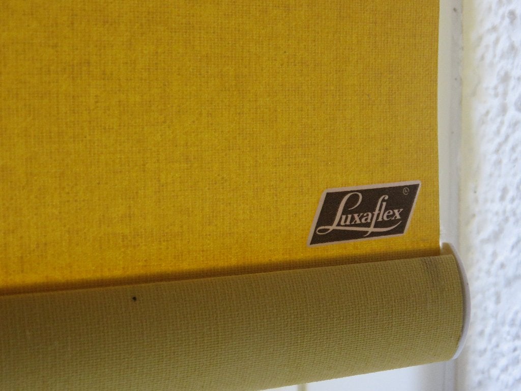Grote Luxaflex  gele grote Rolgordijn ca 218 cm breed, Ophalen, Gebruikt, 235 cm, Geel