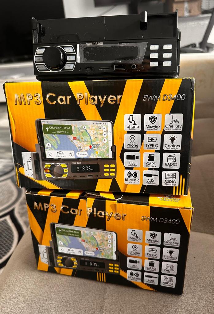 SWM D3400 MP3 Autoradio met Bluetooth en Telefoonhouder, Ophalen, Zo goed als nieuw