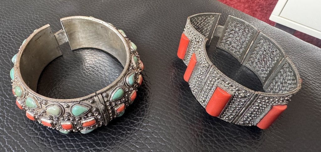Vintage zilveren armbanden met edelstenen, Overige materialen, Gebruikt, Overige kleuren, Ophalen of Verzenden