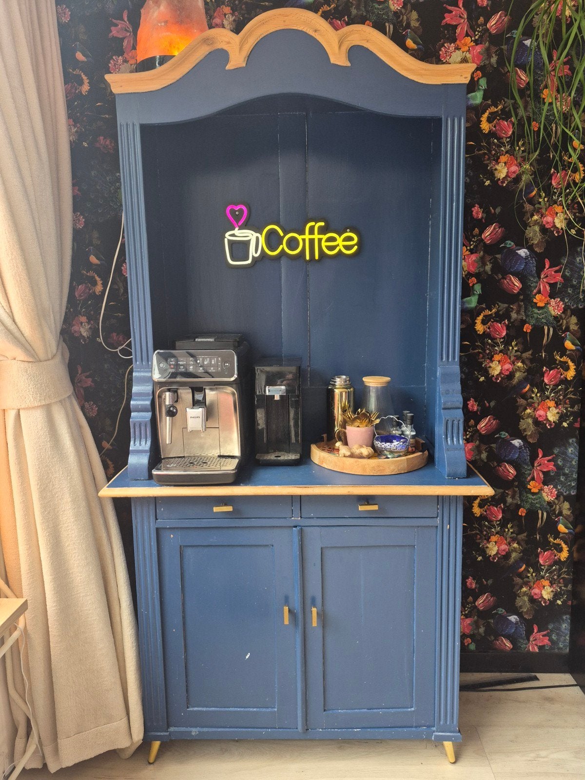 Unieke blauwe buffetkast/coffeecorner, Ophalen, Gebruikt