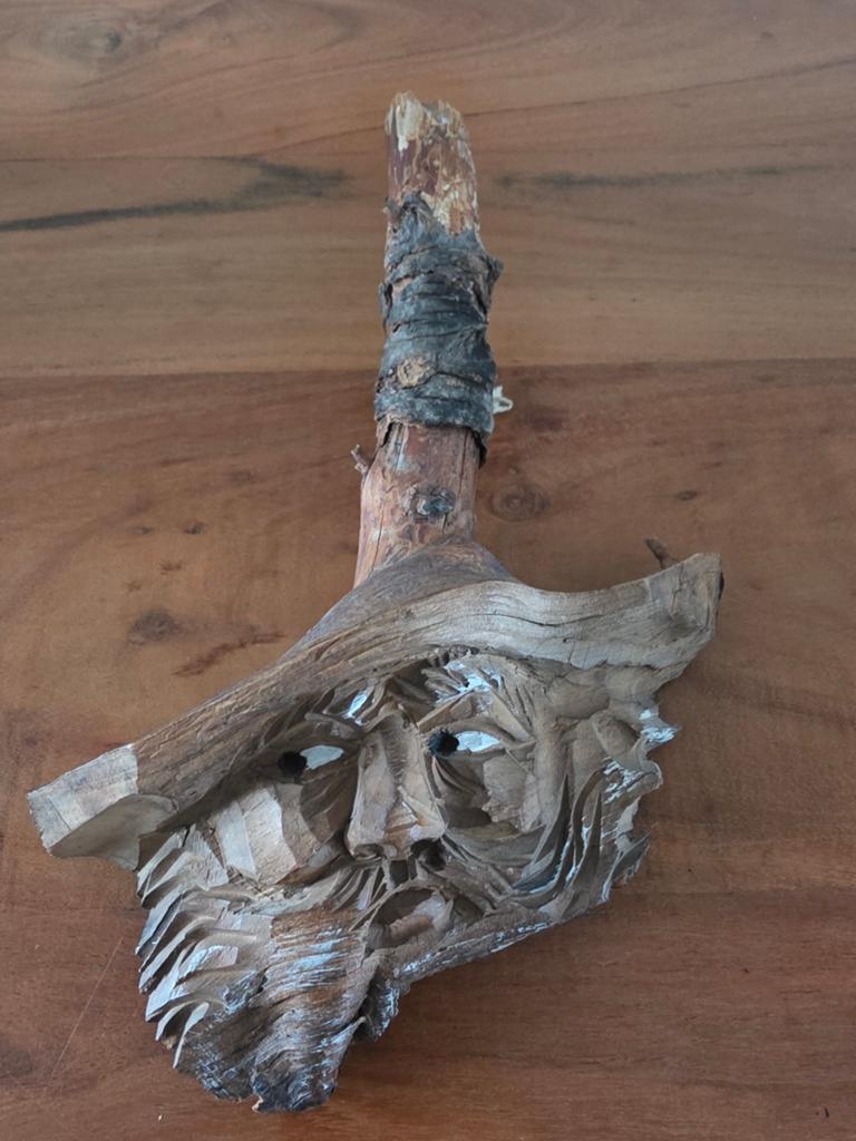 Handgesneden bosgeest van hout, Antiek en Kunst, Kunst | Beelden en Houtsnijwerken, Ophalen of Verzenden