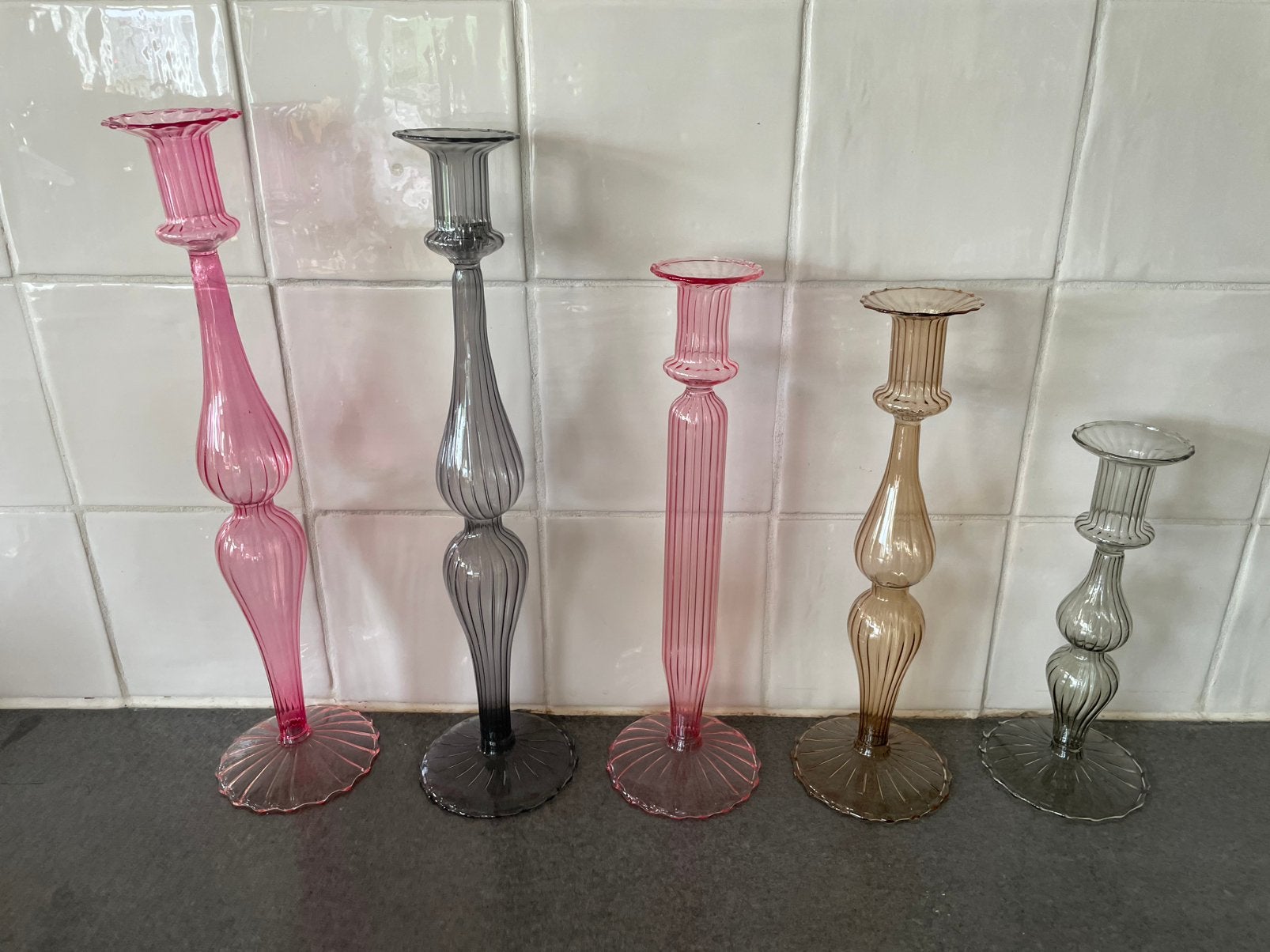 kandelaars (in 1 koop), Ophalen of Verzenden, Zo goed als nieuw, Overige materialen, Minder dan 25 cm