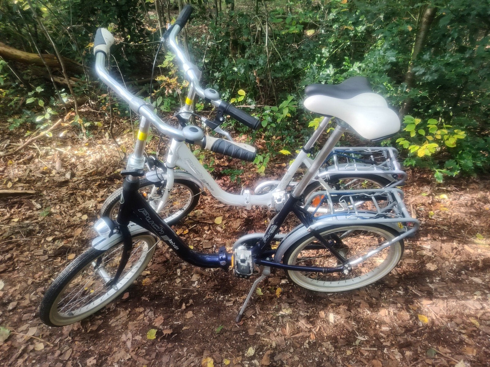 2 Puch Kelvin vouwfietsen - wit en donkerblauw, Fietsen en Brommers, 20 inch of meer, Zo goed als nieuw, Totaal opvouwbaar, Ophalen
