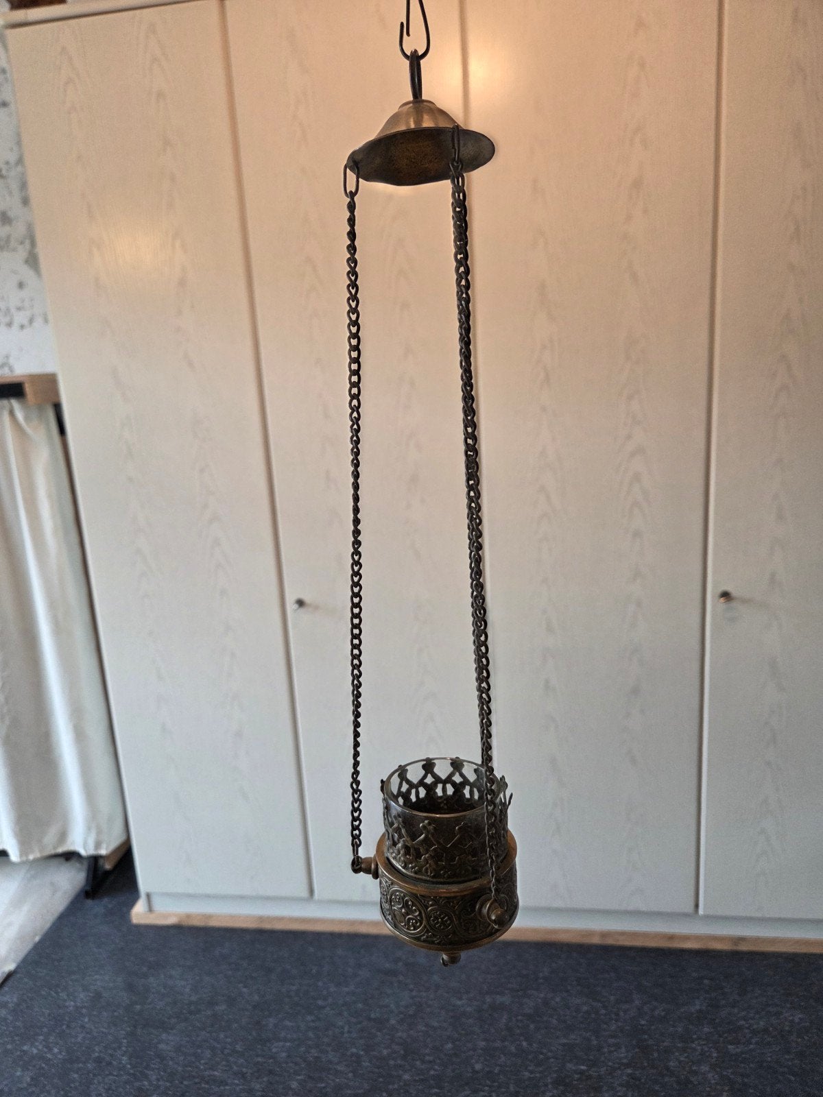 Antieke wierookbrander / wierookvat met ketting, Ophalen of Verzenden