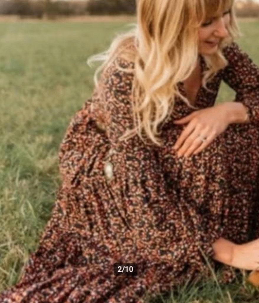 leuke boho maxi jurk Free People mt S/XS 70s print, Verzenden, Free People, Zo goed als nieuw, Maat 34 (XS) of kleiner