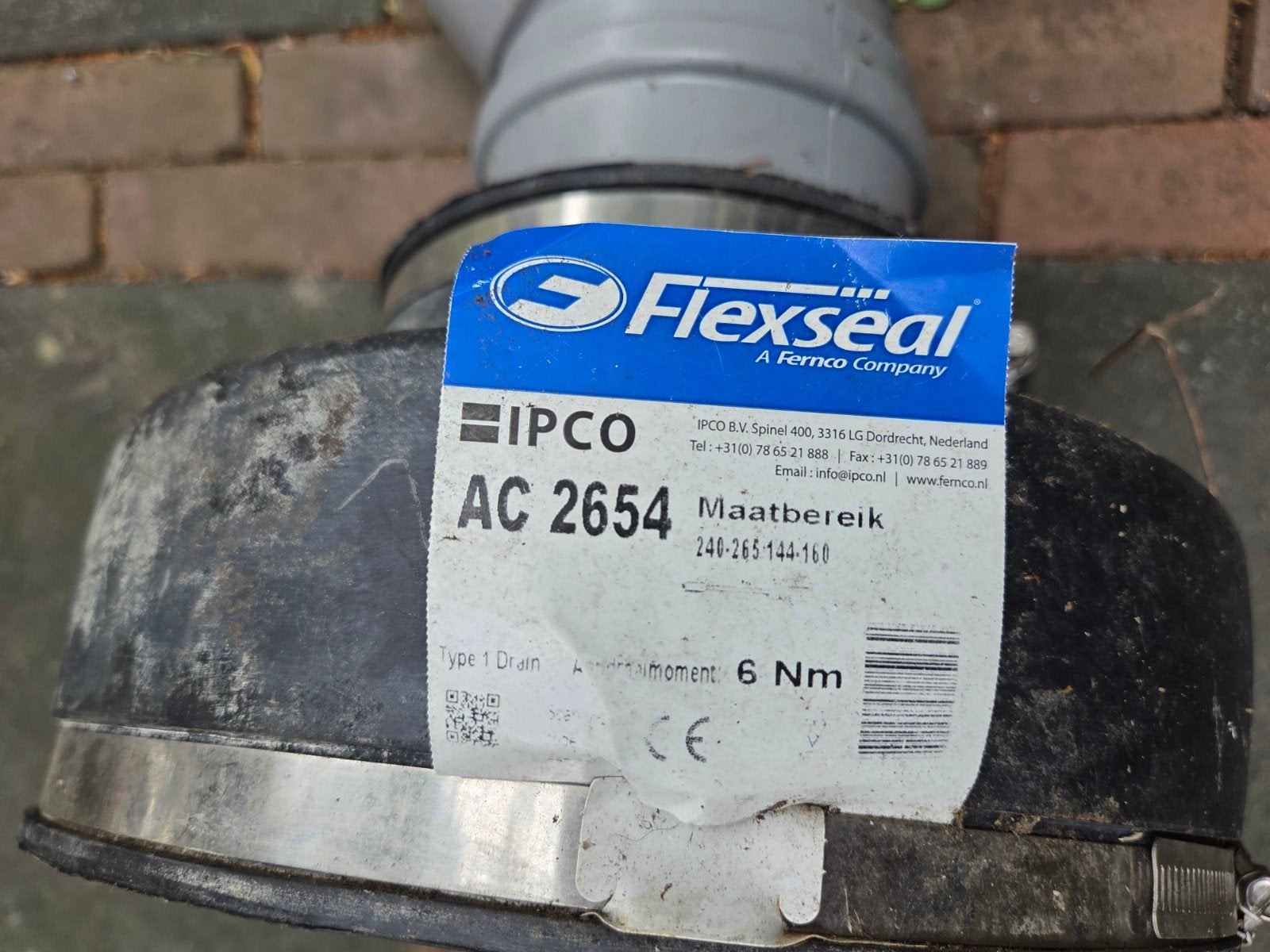 Flexseal IPCO AC 2654 afvoerkoppeling, Gebruikt, Ophalen of Verzenden, Minder dan 2 meter, 80 mm of meer
