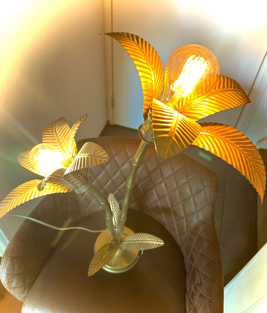 Hollywood Regency Lamp Palm Vintage messing goud kleurig, Ophalen