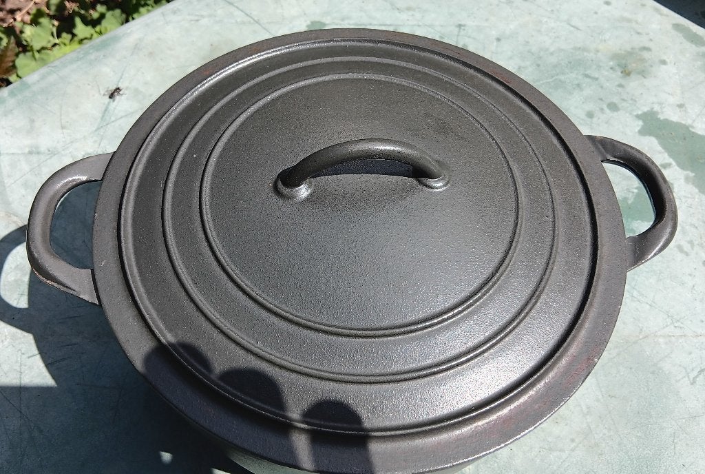 FE BELGIUM DESCOWARE grote vintage gietijzer pan 25 cm (G268, Huis en Inrichting, Gebruikt, Le Creuset, Ophalen of Verzenden, Met handvatten