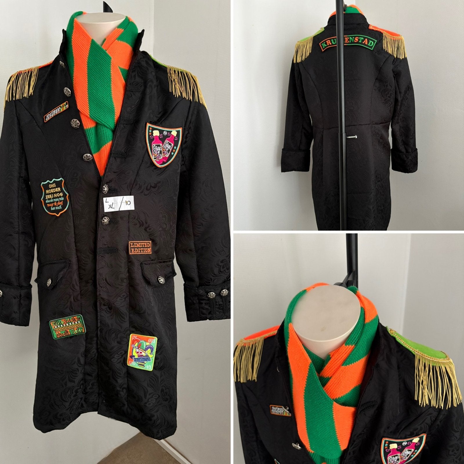 (10) Kruikenstad lange jas maat L/XL barok emblemen tilburg, Ophalen of Verzenden, Zo goed als nieuw, Maat 56/58 (XL)