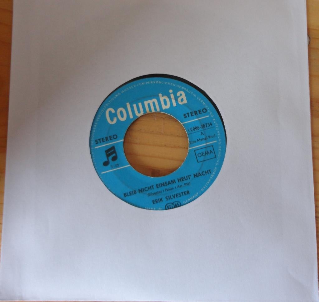Erik Silvester > Bleib nicht einsam heut nacht, Gebruikt, Overige genres, 7 inch, Single