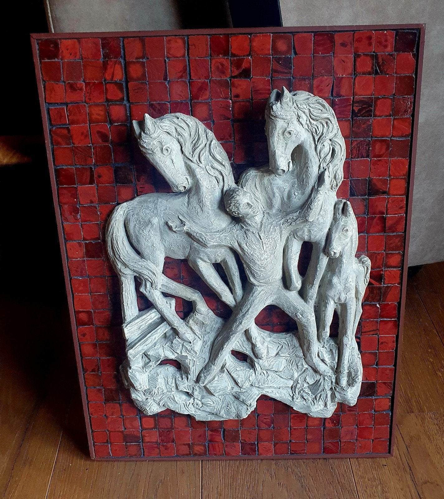 Vintage Parastone Wandpaneel / Reliëf Paarden (Jaren 70/80), Antiek en Kunst, Ophalen of Verzenden