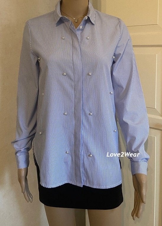 Overhemdblouse met parels Springfield, Kleding | Dames, Blauw, Springfield, Nieuw, Ophalen of Verzenden