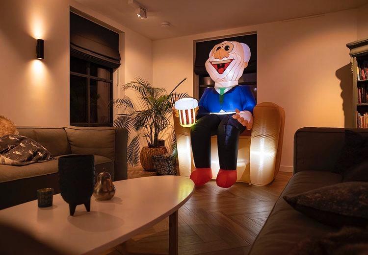 indoor abraham in stoel opblaasbaar te huur, Hobby en Vrije tijd, Feestartikelen | Verhuur, Ophalen, Zo goed als nieuw, Abraham of Sarah
