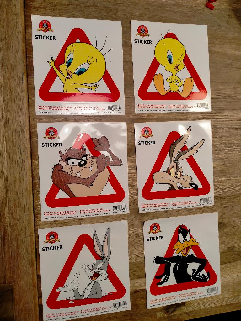 Tweety Daffy Duck Bugs Bunny Looney Tunes stickers vintage, Ophalen of Verzenden, Zo goed als nieuw, Strip of Tekenfilm
