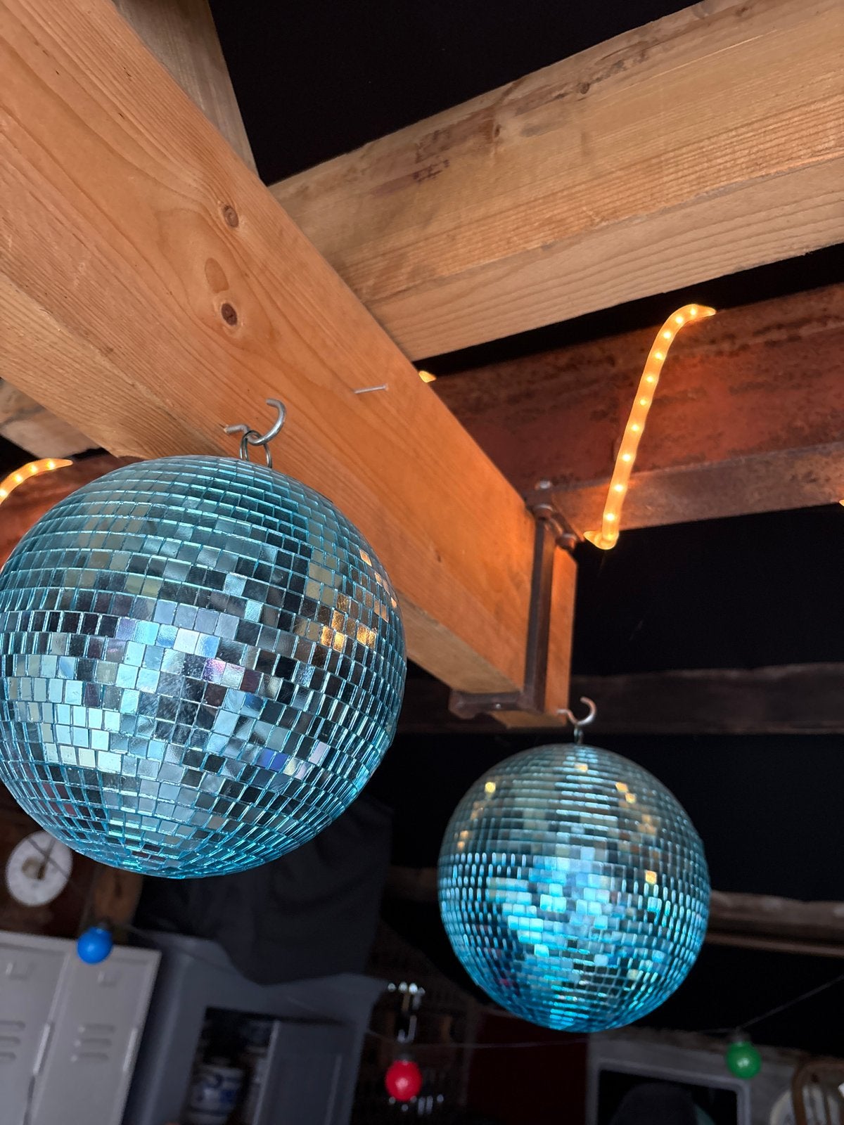 Set van 3 Disco Ballen - Blauw en Roze, Ophalen of Verzenden, Gebruikt, Versiering, Verjaardag