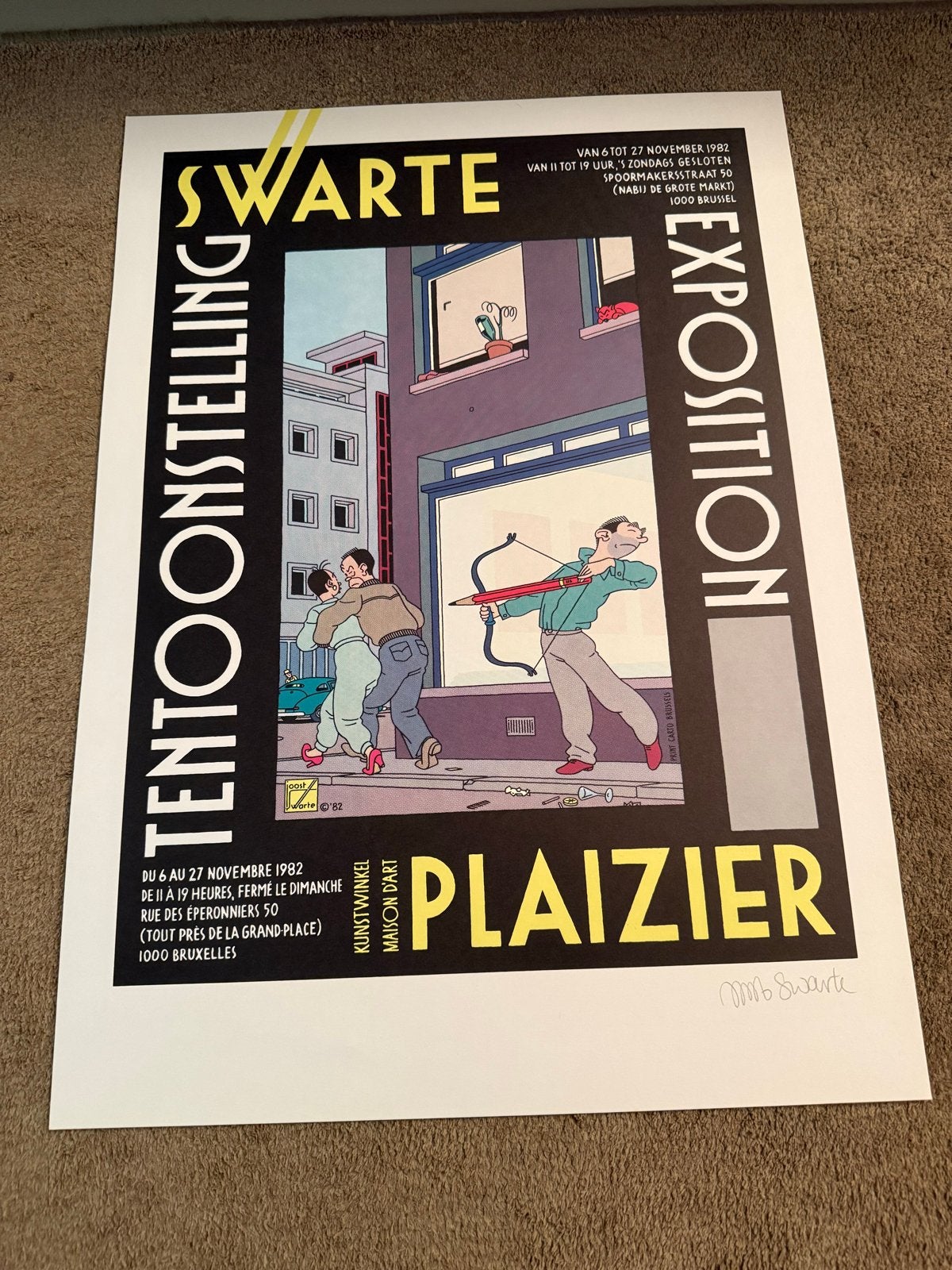 Joost Swarte Tentoonstelling Plaizier 1982 Gesigneerd, Ophalen of Verzenden, Kuifje, Plaatje, Poster of Sticker