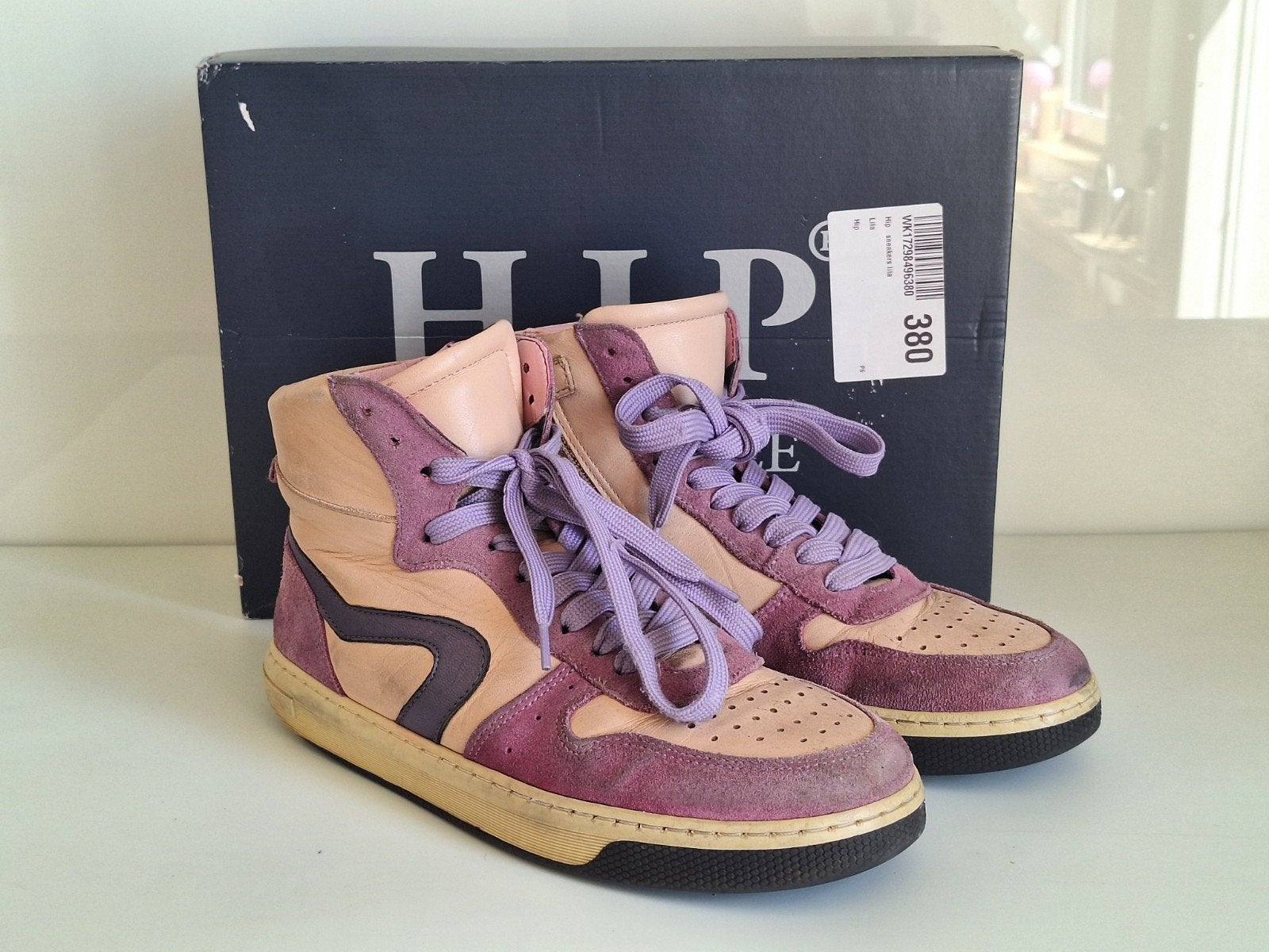 Hip lila hoge sneaker met platte zool 38 leer, Ophalen of Verzenden, Meisje, Schoenen