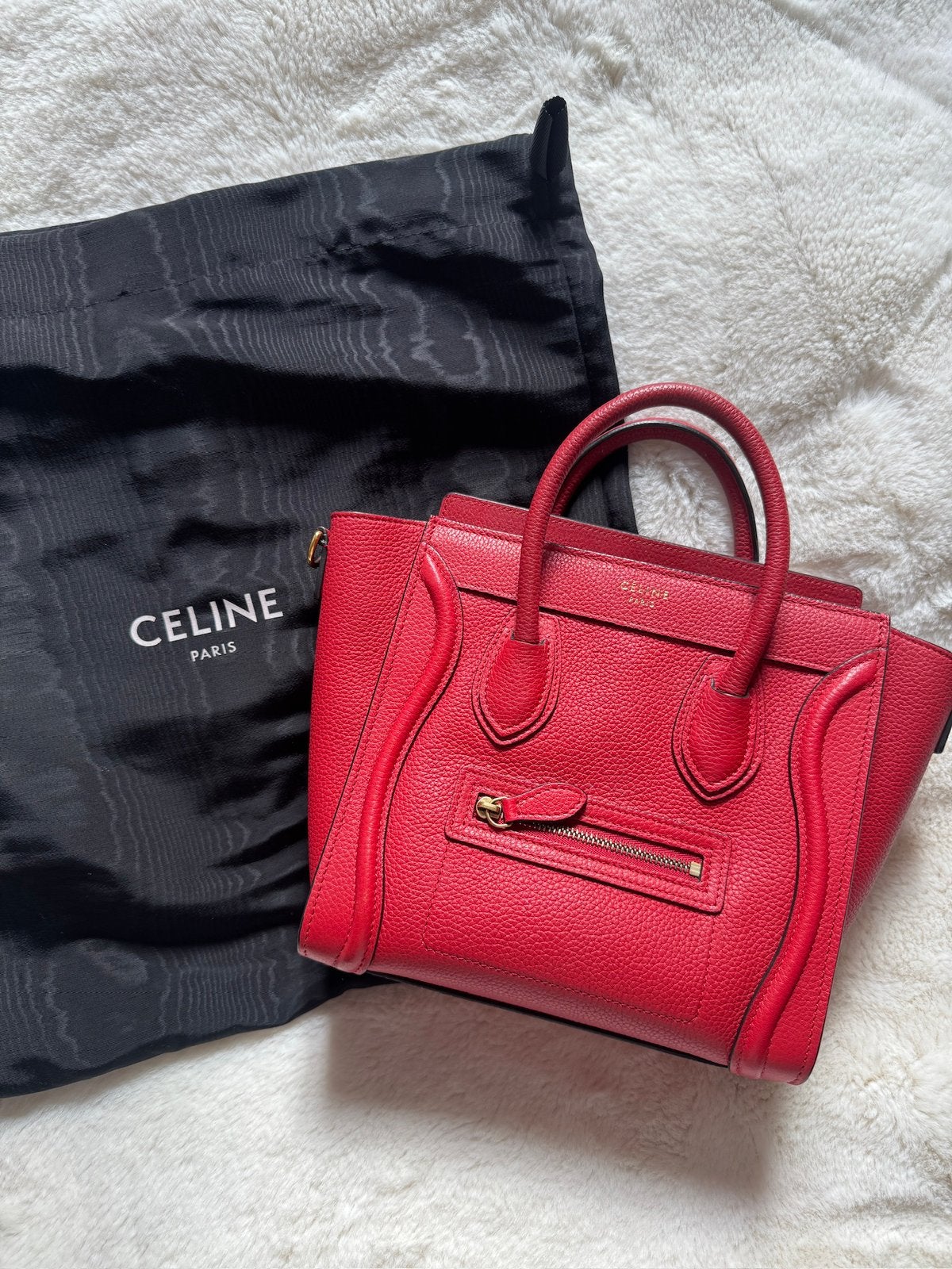 Celine nano luggage tas, Ophalen of Verzenden, Zo goed als nieuw, Rood, Handtas