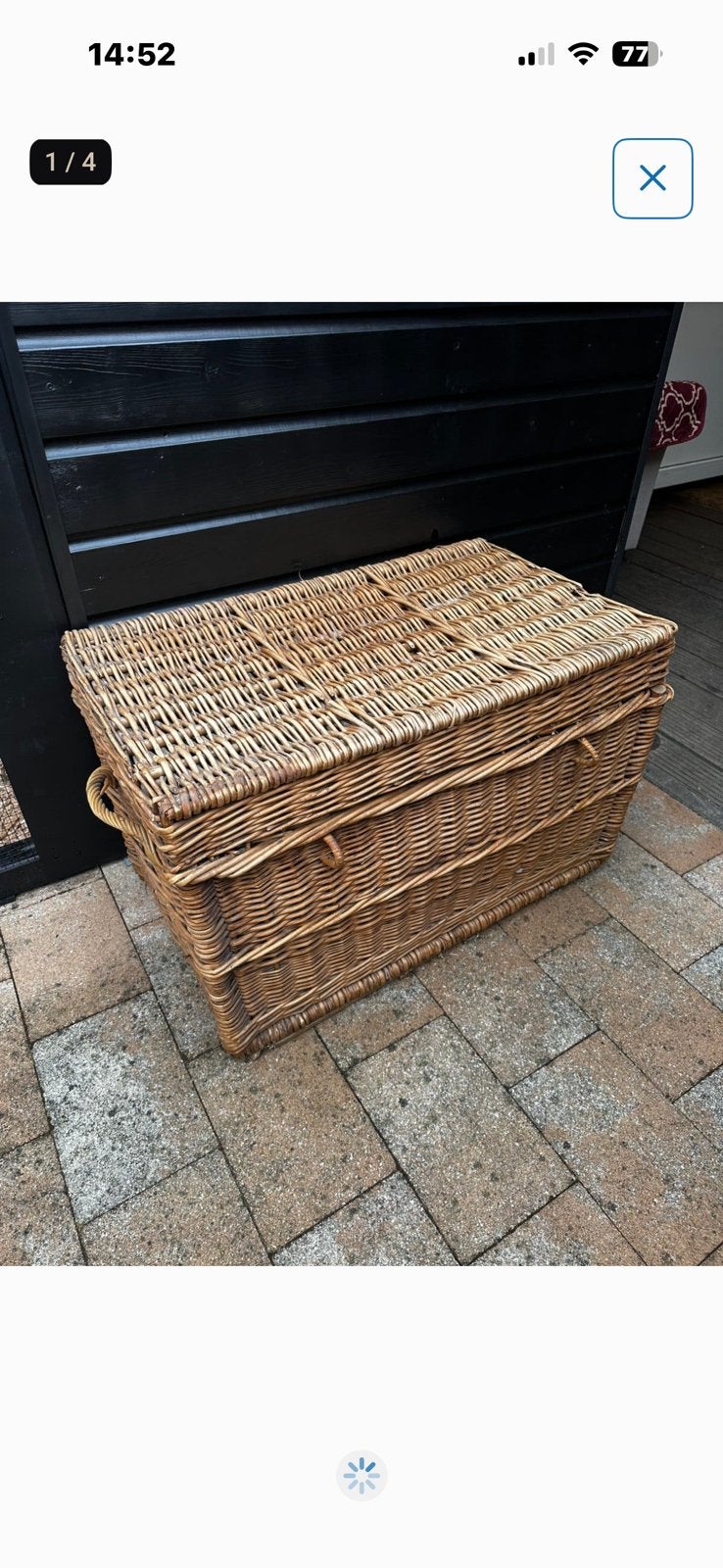 Vintage rieten dekenkist - Sfeervol en praktisch, Ophalen of Verzenden, Zo goed als nieuw, 50 tot 100 cm, 50 tot 75 cm