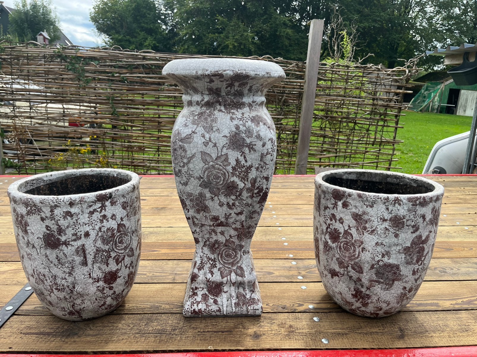 3 mooie PTMD bloempotten, Rond, Zo goed als nieuw, Minder dan 40 cm, Aardewerk