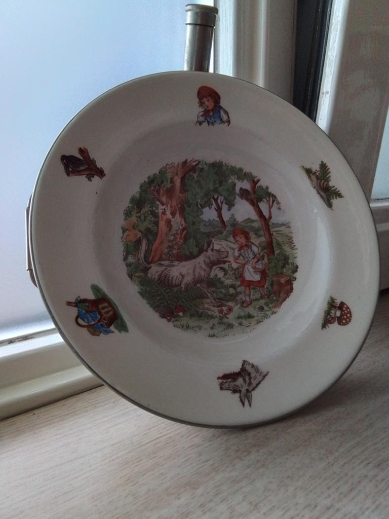 Vintage Roodkapje emaille bord - sprookjesdecor, Ophalen of Verzenden