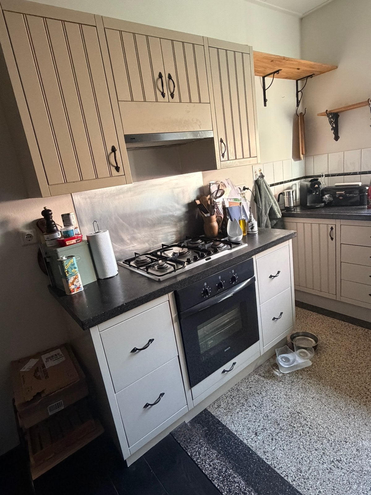 Keuken met terrazzo blad, Huis en Inrichting, Keuken | Complete keukens, Ophalen, Gebruikt, Met kookeiland, Graniet of Steen